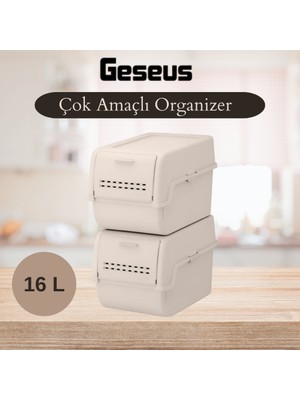 Geseus Motek 8 Lt Organizer 2’li Çok Amaçlı Kapaklı Saklama Kutusu