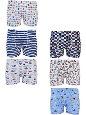 Tutku 0254 Desenli Boxer 6'lı Paket %100 Pamuk Erkek Çocuk İçin Rahat Tasarım