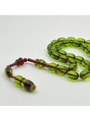 Emine Reşvani Usta Işçilikli Yeşil Renk Özel Tasarım Imame Ateş Kehribar Tespih