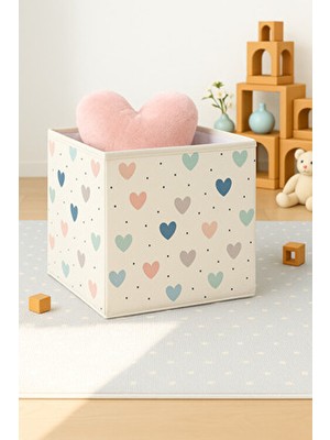 Luxway Home Healt Desenli Kapaksız Çok Amaçlı Düzenleyici Oyuncak Saklama Kutusu 30X30X30