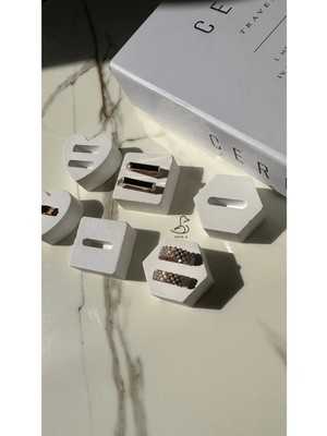Geometrik Desenli Taş Tozu Yüzük Stand Set 6'lı