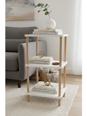 Peka 2 Raflı Köşe ve Yan Sehpa – Çok Amaçlı Modern Çevir Kur Fiskos Sehpa