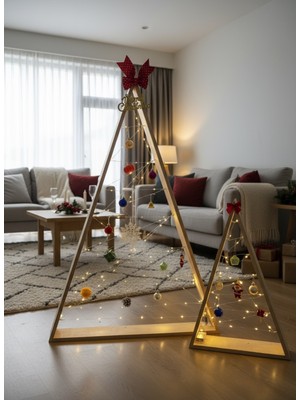 Empressco Ahşap Işıklı Yılbaşı Seti 2'li, Ekru, Şık ve Sıcak Atmosfer Için Mükemmel Seçim