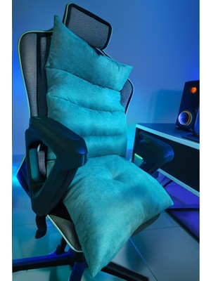 Mavi Renk Ortopedik Oyuncu ve Ofis Koltuğu Minderi Sırt Desteği