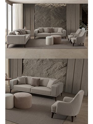 Edsy Home Regnar 3+3+1+1 Koltuk Takımı Krem