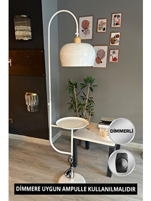 Bamyum Dimmerli Işığı Ayarlanabilen Işığı Artırılıp Azaltılabilen Beyaz Hareketli Başlık Metal Lambader