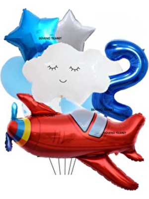 Düvenci Ticaret Uçak Folyo Balonlu Yaş Günü Set