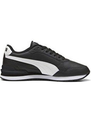 Puma St Runner V4 Kadın Deri Spor Ayakkabı Düz Taban Hakiki Deri Siyah - Beyaz Renk
