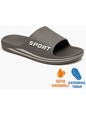 Meko Aksesuar Erkek Kaydırmaz Taban Suya Dayanıklı Plastik Sport Baskılı Ev ve Banyo Terliği