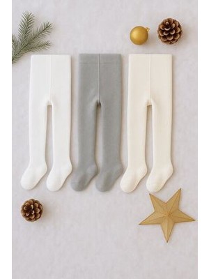 Pico Baby Düz Renkli Havlu Külotlu Çorap 3'lü Pamuk Malzeme ile Kadın Bebek ve Çocuklar İçin