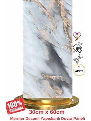 Renkli Duvarlar Shiny Mix Color Mermer Desenli 60X30CM Yapışkanlı Mutfak Banyo Kaplama Duvar Paneli Kağıdı TX-092