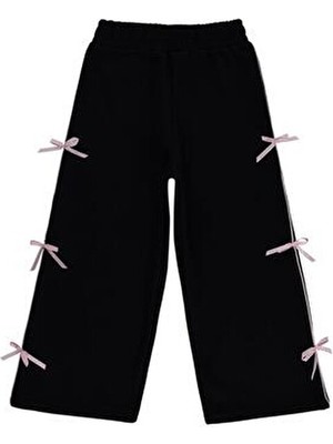 Civil Girls Civil Fiyonklu Baskılı Eşofman Altı Kadın 6-9 Yaş Uzun Siyah Tekstil Malzeme Günlük Stil