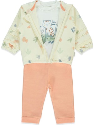 Bebetto Iki Ip Kapşonlu Hırka 3lü Takım (Cat Lover) Somon