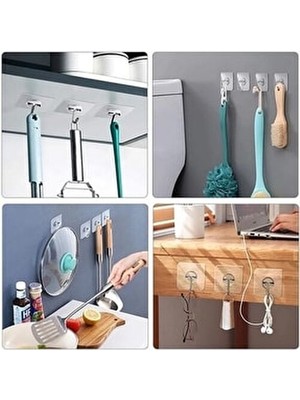 Geldimicom Kendinden Yapışkanlı Kancalı Mutfak Banyo Askısı Şeffaf 5 Adet