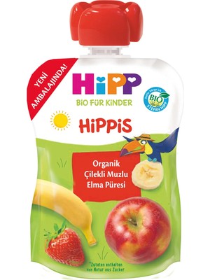 Organik Çilekli Muzlu Elmalı Meyve Püresi 100 gr