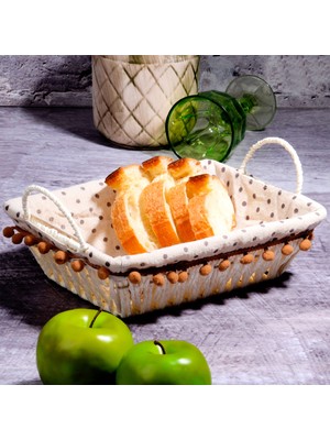 Kosova Hasır Dikdörtgen Ekmek Sepeti - 30 cm