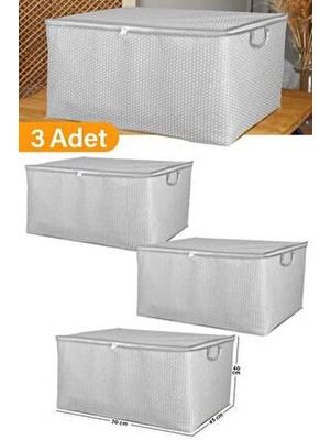Serstil 3 Adet - Maxi Boy Gri Benekli Yastık / Battaniye Hurcu - 70X45X40 cm