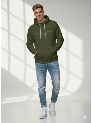 Ribana Classic Unısex Regular Fit Kapüşonlu Baskılı Cepli Uzun Kollu Pamuklu Yumuşak Dokulu Sweatshirt
