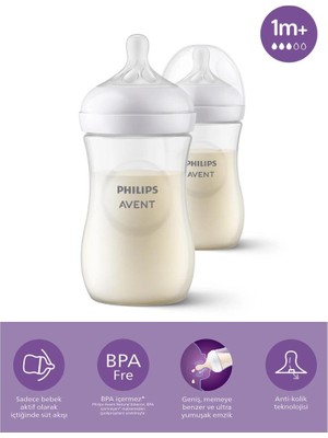 Doğal Tepkili Response Pp 2li Biberon Seti 260ML 1+ Ay
