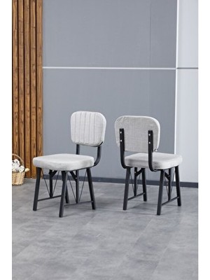 Mygusi Hayat Serisi Mutfak Sandalyesi, Yemek, Bahçe, Kafe, Modern Sandalye 2 Adet - Açık Gri