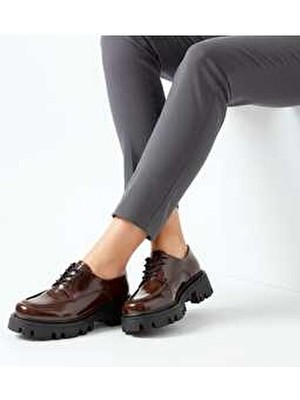 Kadın Rugan Bağcıklı Loafer Günlük Rahat Ayakkabı