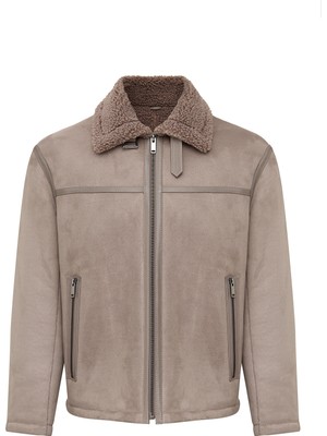 Derimod Lozan Erkek Bej Kürk Yaka Teddy Deri Mont 25WGP6594FF