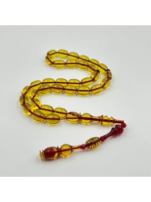 Emine Reşvani Bal Sarısı Özel Tasarım Imame Ateş Kehribar Tespih