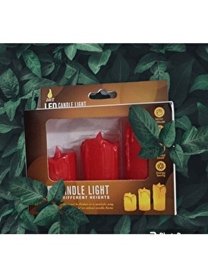 Newstore Home Kırmızı Erimiş Görünümlü Işıklı Pili Mumlar 3 Farklı Boy