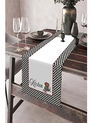 Dekomod 40X140CM Dokuma Leke Tutmaz Baskılı Premium Tay Tüyü Kumaş Masa Örtüsü Runner Yıkanabilir