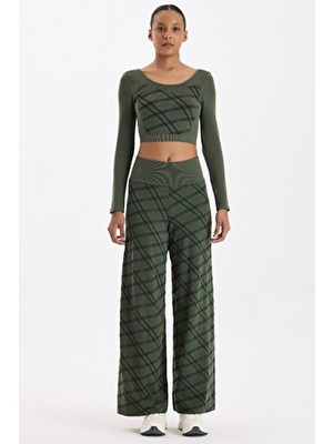 COMEUP Kadın Ekose Pantolon Nefes Alabilen Kumaş ile Spor ve Günlük Kullanımda Konfor