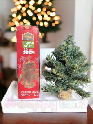 Empressco Yeşil 30 cm Kütüklü Yılbaşı Ağacı, Masa Üzeri, Dekoratif, Şık ve Kolay Kullanım