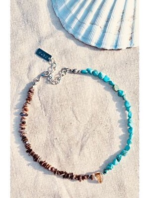 CAPO By Aytaç Yamaç Sedef Turkuaz Dumanlı Kuvars Kolye, Doğal Taş Kolye, Negatif Enerji Uzaklaştırıcı