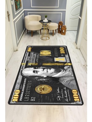 Dolce Mariee Modern Dolar Desen Dijital Baskı Kaymaz Taban Halı H0166