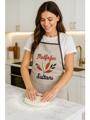 Mustgross Punch Işlemeli Keten Mutfak Önlüğü 1 Adet Mutfak Önlüğü, One Size