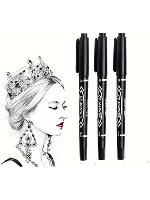 Art Tone Çift Taraflı Asetat Kalemi Fineliner Uç ve Fırça Brush Pen Uç 3 Adet Set 1,0mm ve 0,5mm Uç