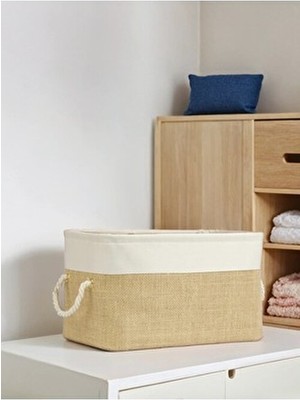 Luxway Home Orta Boy Jüt Dolap Içi Çamaşır Çocuk Odası Oyuncak Düzenleyici Katlanır Saklama Sepeti Organizer