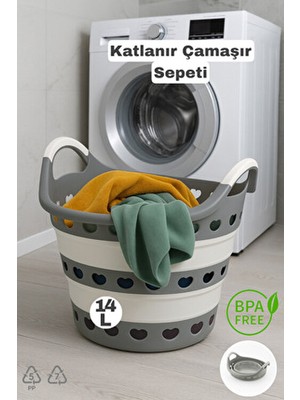 Funny Life Yuvarlak Katlanır Çamaşır Sepeti Delikli - Çamaşır Sepeti - Organizer, Düzenleyici - Özel Tasarım