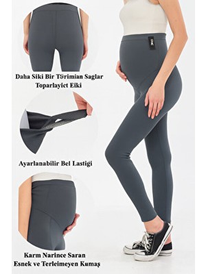 Lesa Wear Ayarlanabilir Yüksek Bel Esnek Toparlayıcı ve Sıkılaştırıcı Hamile Tayt Antrasit