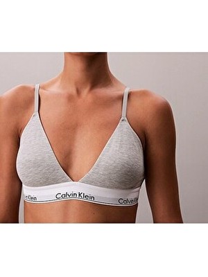Calvin Klein Kadın Gri Üçgen Sütyen Düz Kumaş Bralet Konforlu Tasarım ile Gün Boyu Destek