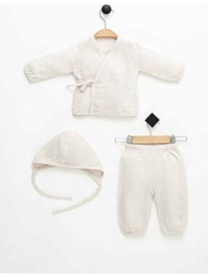 NEU KIDS Müslin Kumaş Erkek Bebek Hastane Çıkış Setleri 3'lü Set Yenidoğan Bebek Kıyafetleri %100 Pamuk