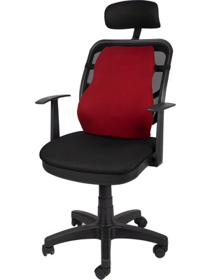 Ortopedik Bel Yastığı, Sırt Minderi, Araç Bel Destek, Bordo Renk