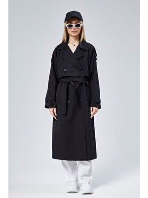 Bolivente Oversize Kruvaze Kapama Rüzgarlık Detaylı Trençkot 44956