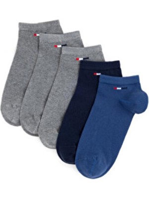 U.S. Polo Assn. 5’li Paket Çorap Gri Lacivert Mavi - Regular Fit - Şık ve Rahat Tasarım (Erkek/bayan)
