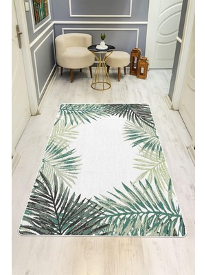 Dolce Mariee Modern Yaprak Desenli Dijital Baskı Kaymaz Taban Halı H0285