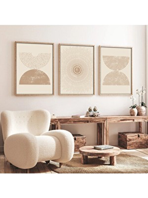 Huhuli Ahşap Çerçeveli  3’lü Modern Tablo HUHU258