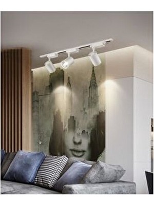 LED 6 Adet 30W  Ray Spot Vitrin Armatürü 2 Metre Raylı Spot Lamba Beyaz Kasa Günışığı Renkli Spot