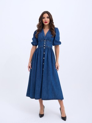 Martcini 7037 Kot Elbise-Mavi