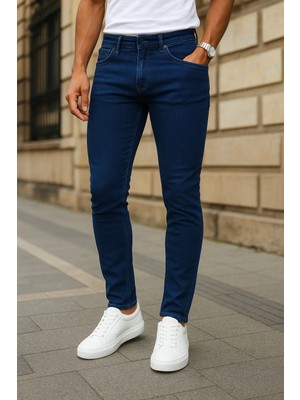 Comstar Erkek Dar Paça Trend Comfort Lacivert Kot Pantolon