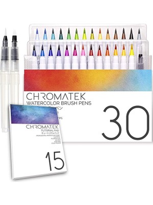 Art Tone Suluboya Fırça Uçlu Real Brush Pen Kalem Seti 27 Adet Renk Defter ve Su Hazneli Fırça Hediyeli
