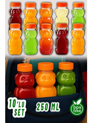 Ezupack Ayıcık Pet Şişe Okul Piknik Meyve Suyu Smoothie Detoks Ginger Şeffaf Plastik Boş Içecek Sızdırmaz